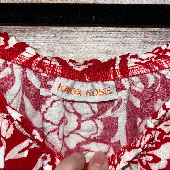 Knox Rose Lined Hawaiian Print Top Off Shoulder Size Large NWOT C2 - Picture 2 of 4